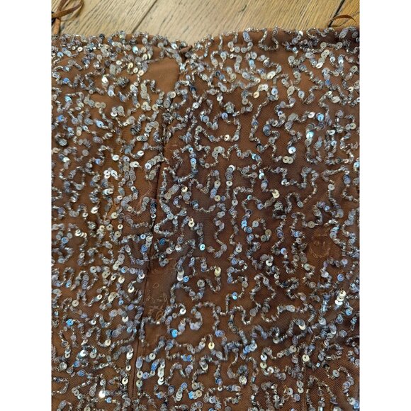 retrofete Evie Strapless Bustier Sequin Dress Silver & Nude Womens Large - Picture 12 of 15